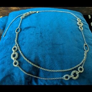 Premier designs vintage necklace long two strand dark silver tone